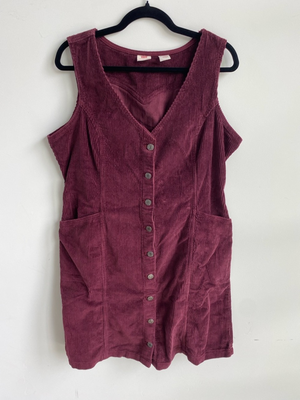 Levi's Corduroy V-Neck Romper in Deep Wine